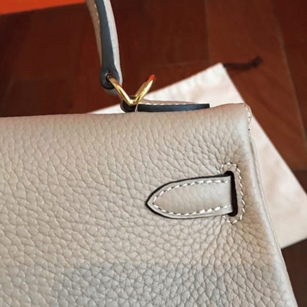 Contrefaçon Sac à main Hermès Kelly 25cm Gris Clémence – Image 4