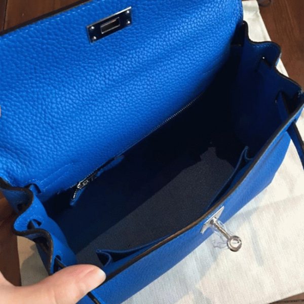 Réplique Sac à main Hermès Kelly 25cm Bleu Clémence – Image 8