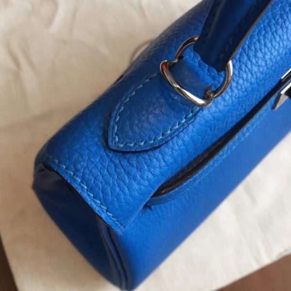 Réplique Sac à main Hermès Kelly 25cm Bleu Clémence – Image 5