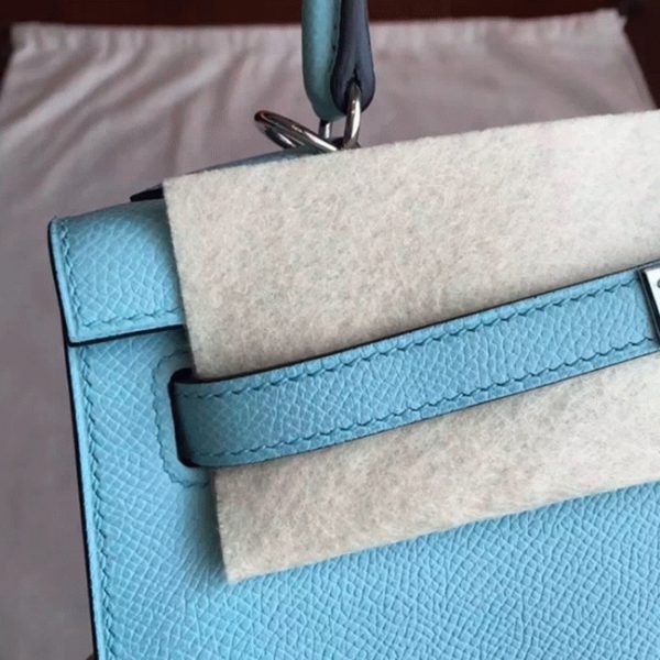 Fausse Sac à main Hermès Kelly Sellier 25cm Bleu Atoll Epsom – Image 5