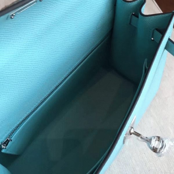 Fausse Sac à main Hermès Kelly Sellier 25cm Bleu Atoll Epsom – Image 4