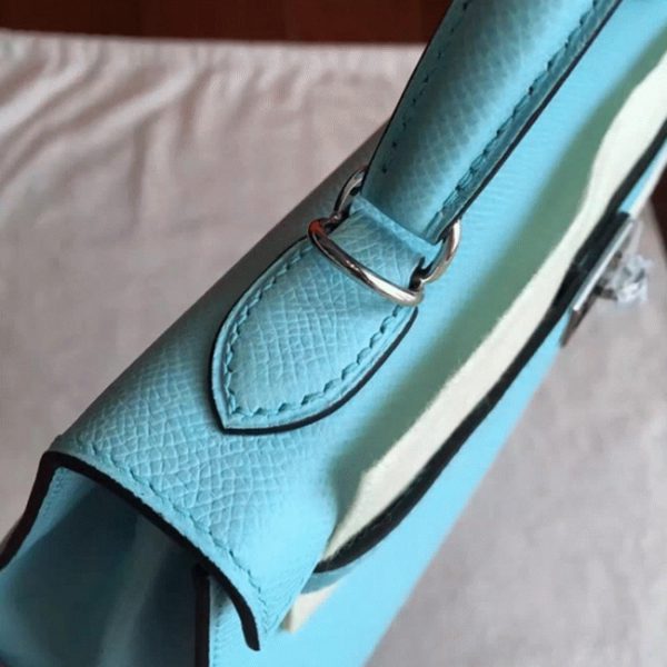 Fausse Sac à main Hermès Kelly Sellier 25cm Bleu Atoll Epsom – Image 2