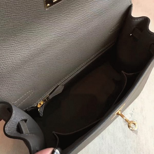 Réplique Sac à main Hermès Kelly Sellier 25cm étoupe Epsom – Image 6