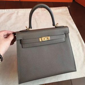 Réplique Sac à main Hermès Kelly Sellier 25cm étoupe Epsom