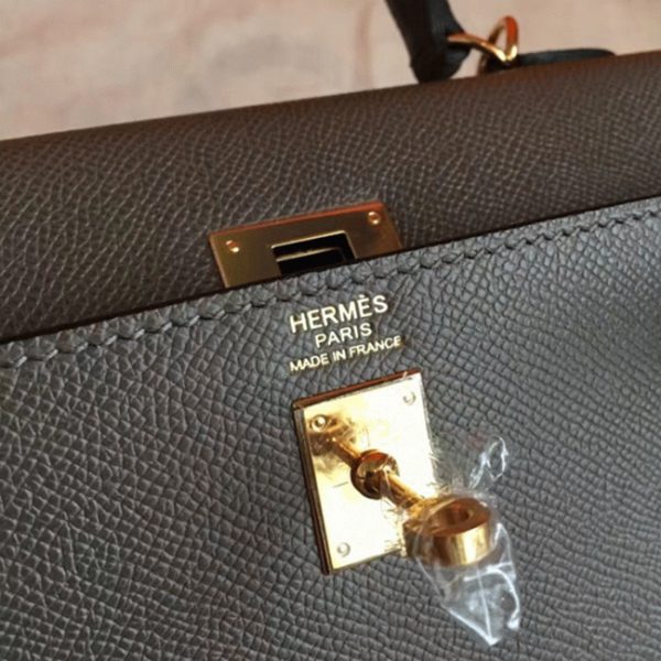 Réplique Sac à main Hermès Kelly Sellier 25cm étoupe Epsom – Image 4