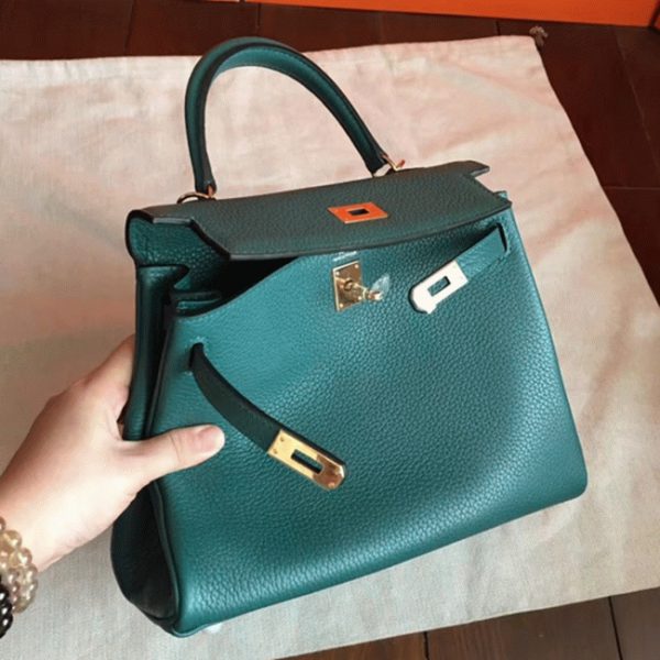 Réplique Sac à main Hermès Kelly Retourne 25cm Malachite Clémence – Image 3