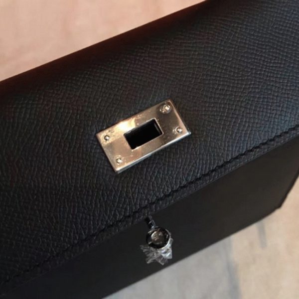 Fausse Sac à main Hermès Kelly Sellier 25cm Noir Epsom – Image 8