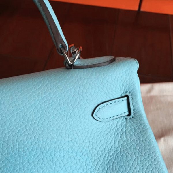 Réplique Sac à main Hermès Kelly Retourne 25cm Bleu Atoll Clémence – Image 7