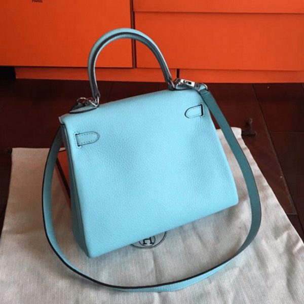 Réplique Sac à main Hermès Kelly Retourne 25cm Bleu Atoll Clémence – Image 4