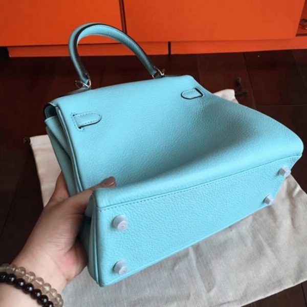 Réplique Sac à main Hermès Kelly Retourne 25cm Bleu Atoll Clémence – Image 2