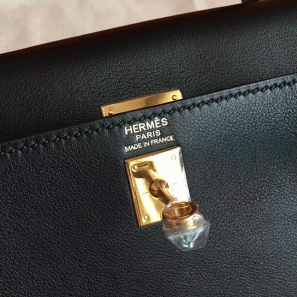 Réplique Sac à main Hermès Kelly Retourne 25cm Noir Swift – Image 8