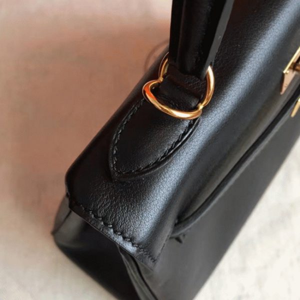 Réplique Sac à main Hermès Kelly Retourne 25cm Noir Swift – Image 7