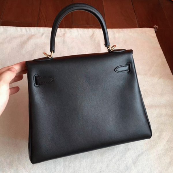 Réplique Sac à main Hermès Kelly Retourne 25cm Noir Swift – Image 5