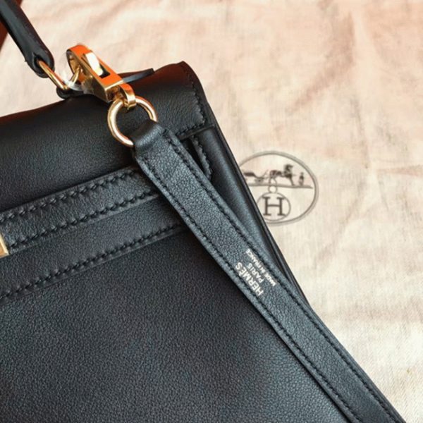 Réplique Sac à main Hermès Kelly Retourne 25cm Noir Swift – Image 4