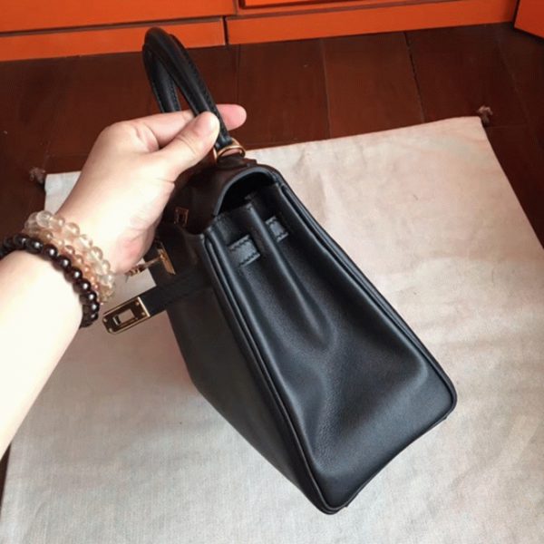 Réplique Sac à main Hermès Kelly Retourne 25cm Noir Swift – Image 3