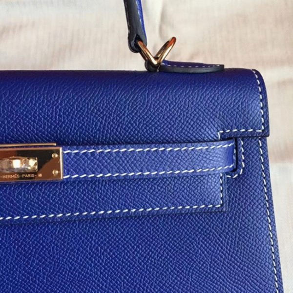 Fausse Sac à main Hermès Kelly 25cm Bleu électrique Epsom – Image 8