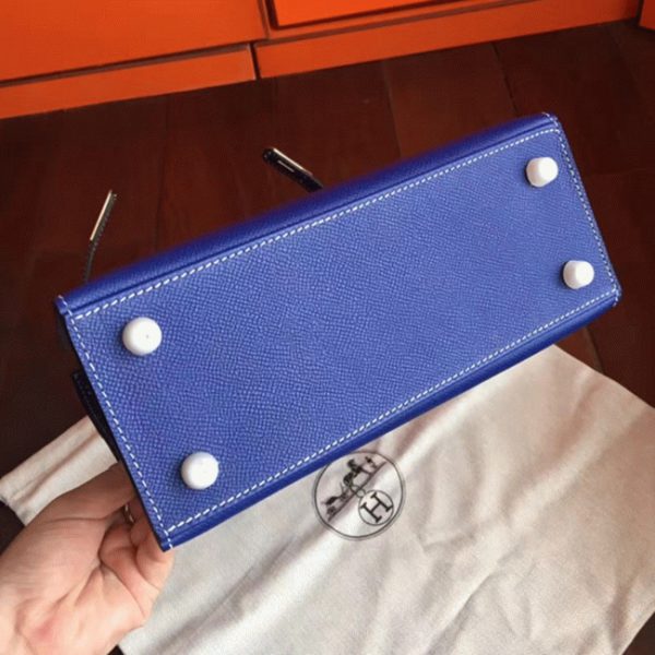 Fausse Sac à main Hermès Kelly 25cm Bleu électrique Epsom – Image 7