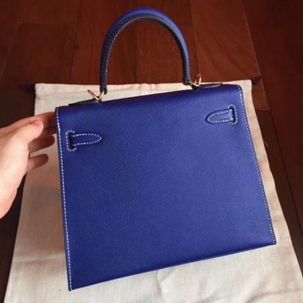 Fausse Sac à main Hermès Kelly 25cm Bleu électrique Epsom – Image 6