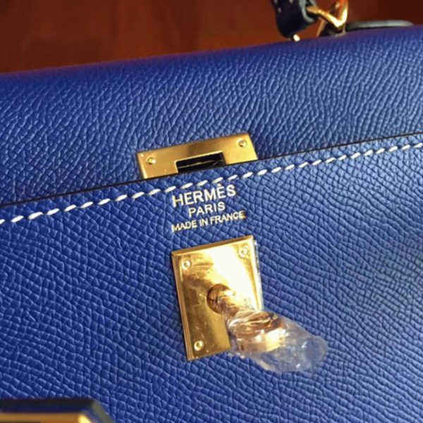Fausse Sac à main Hermès Kelly 25cm Bleu électrique Epsom – Image 5