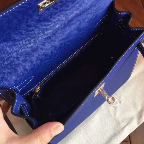 Fausse Sac à main Hermès Kelly 25cm Bleu électrique Epsom – Image 4