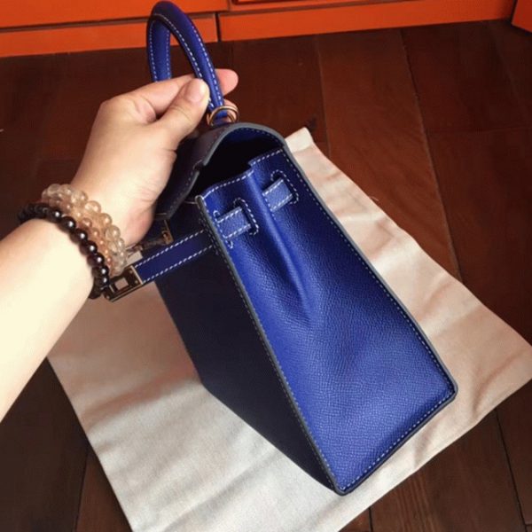 Fausse Sac à main Hermès Kelly 25cm Bleu électrique Epsom – Image 3