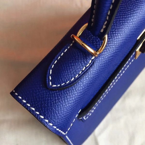 Fausse Sac à main Hermès Kelly 25cm Bleu électrique Epsom – Image 2