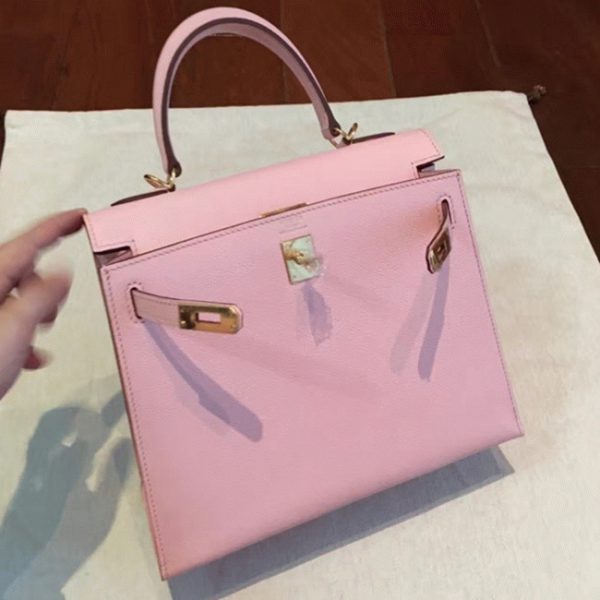 Réplique Sac à main Hermès Kelly 25cm Rose Epsom – Image 5