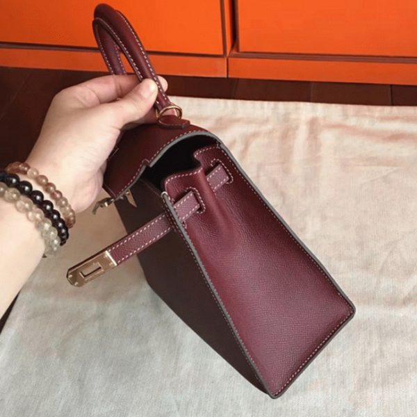 Imitation Sac à main Hermès Kelly 25cm Bordeaux Epsom – Image 8