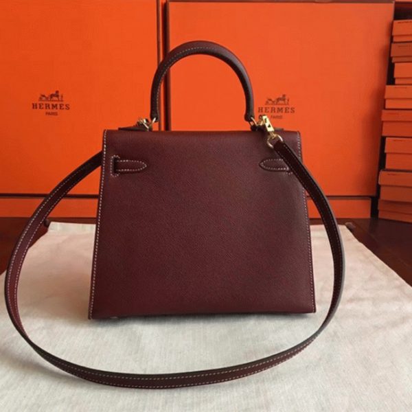 Imitation Sac à main Hermès Kelly 25cm Bordeaux Epsom – Image 6