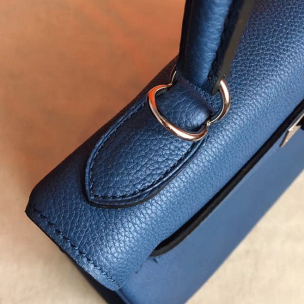 Fausse Sac à main Hermès Kelly Retourne 28cm Agate Bleue Clémence – Image 3