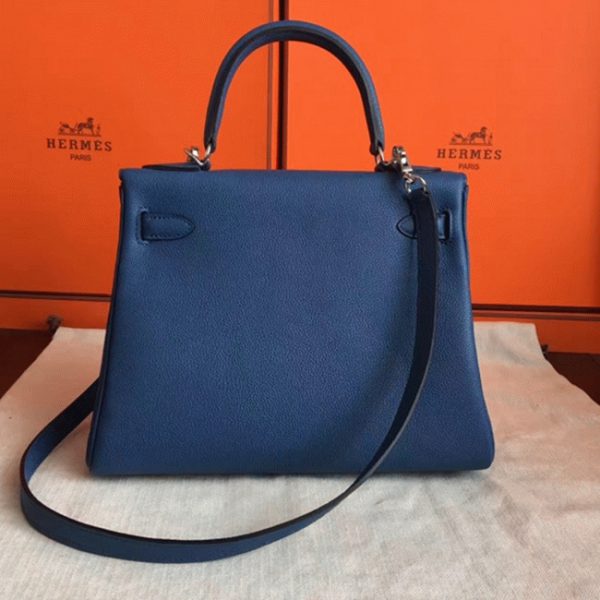 Fausse Sac à main Hermès Kelly Retourne 28cm Agate Bleue Clémence – Image 2