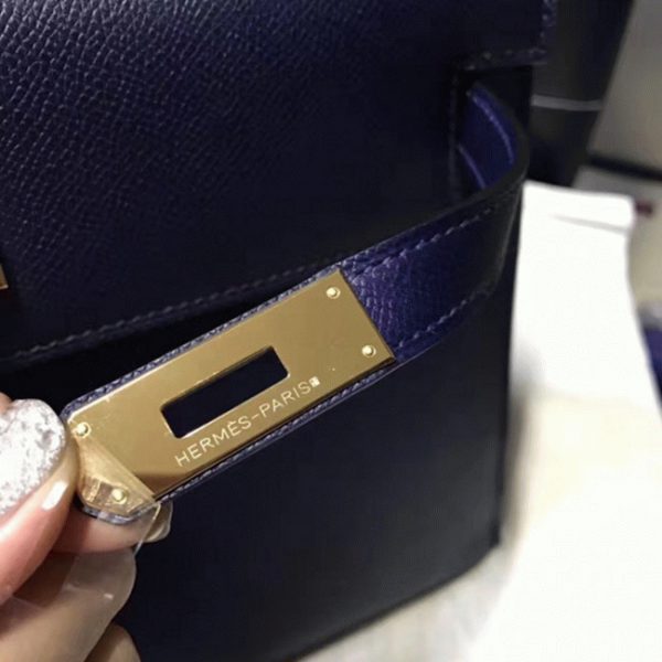 Réplique Sac à main Hermès Kelly Sellier 28cm Saphir Epsom – Image 8