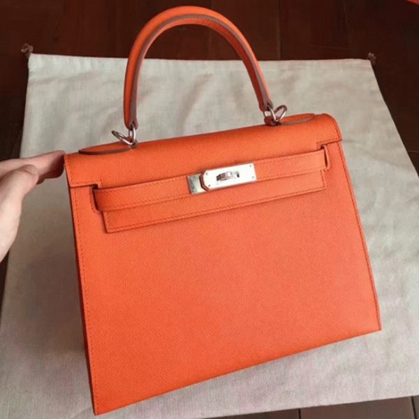 Réplique Sac à main Hermès Kelly Sellier 28cm Orange Epsom – Image 4