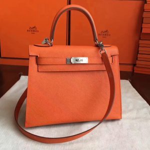 Réplique Sac à main Hermès Kelly Sellier 28cm Orange Epsom