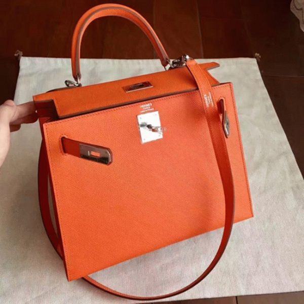 Réplique Sac à main Hermès Kelly Sellier 28cm Orange Epsom – Image 3