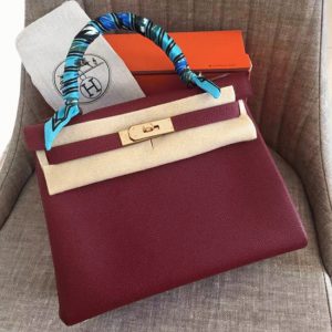 Contrefaçon Sac à main Hermès Kelly Retourne 28cm Rubis Clémence