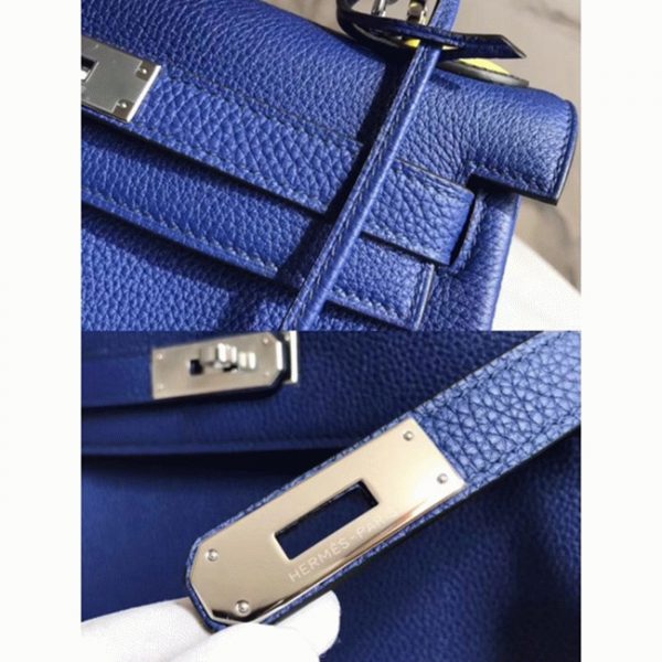 Réplique Sac à main Hermès Kelly 28cm Bleu avec Poignée Zigzag – Image 8