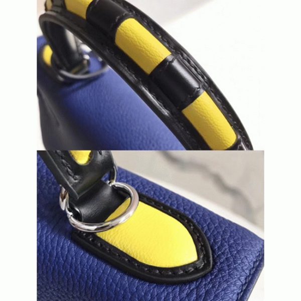 Réplique Sac à main Hermès Kelly 28cm Bleu avec Poignée Zigzag – Image 5