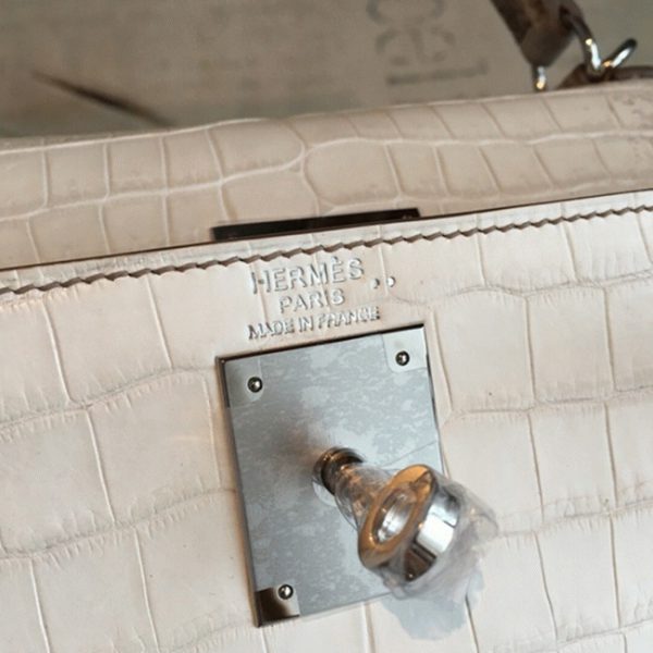 Réplique Sac à main Hermès Kelly 28cm Niloticus Crocodile Himalaya – Image 6