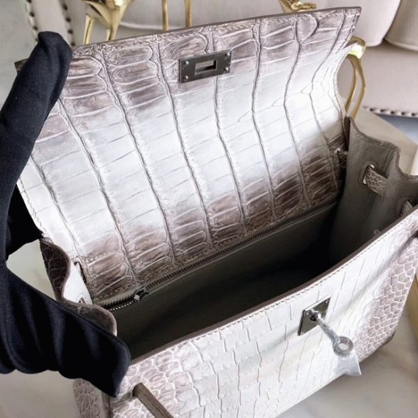 Réplique Sac à main Hermès Kelly 28cm Niloticus Crocodile Himalaya – Image 4