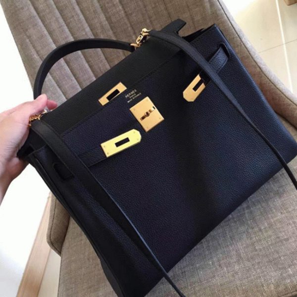 Copie Sac à main Hermès Kelly Retourne 28cm Noir Clémence – Image 3