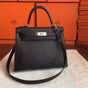 Fausse Sac à main Hermès Kelly Sellier 28cm Noir Epsom