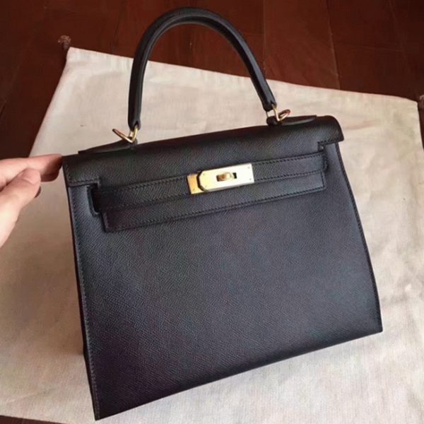 Fausse Sac à main Hermès Kelly Sellier 28cm Noir Epsom – Image 8