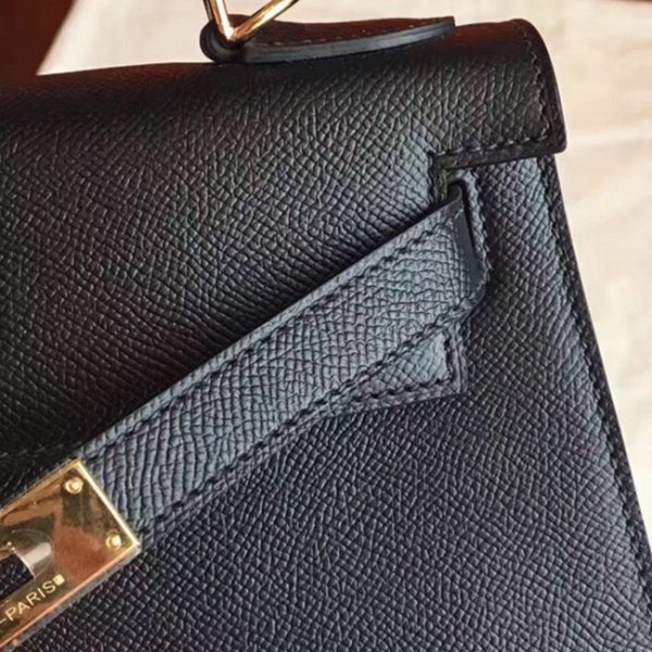Fausse Sac à main Hermès Kelly Sellier 28cm Noir Epsom – Image 7