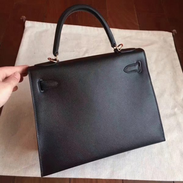 Fausse Sac à main Hermès Kelly Sellier 28cm Noir Epsom – Image 5