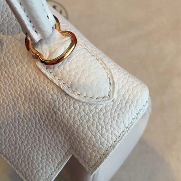 Imitation Sac à main Hermès Kelly Retourne 28cm Blanc Clémence – Image 8