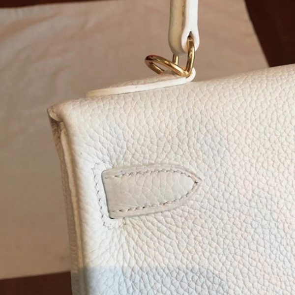 Imitation Sac à main Hermès Kelly Retourne 28cm Blanc Clémence – Image 6