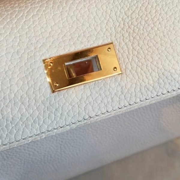 Imitation Sac à main Hermès Kelly Retourne 28cm Blanc Clémence – Image 5