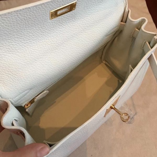 Imitation Sac à main Hermès Kelly Retourne 28cm Blanc Clémence – Image 3