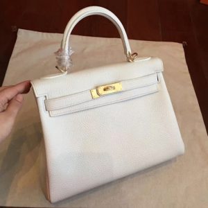 Imitation Sac à main Hermès Kelly Retourne 28cm Blanc Clémence